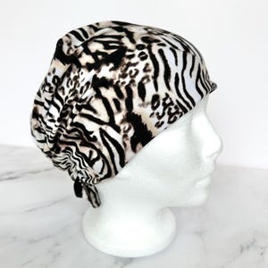 Zebra Cheetah Scrub Cap | Animal Print Stretchy Scrub Hat, Nurse Doctor Gift, Hero Hat, Jersey Knit, Mens and Womens Surgical Euro