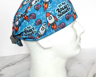 Rocket Surgery Scrub Cap | Funny  Stretchy Scrub Hat, Nurse Doctor Hospital Gift, Hero Hat, Jersey Knit, Mens Surgical Euro