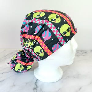 Alien Scrub Cap | Galaxy Outer Space Stretchy Scrub Hat, Nurse Doctor Gift, Hero Hat, Jersey Knit, Mens and Womens Surgical Euro