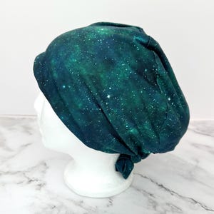 Galaxy Scrub Cap | Outer Space Stars, Stretchy Scrub Hat, Nurse Doctor Gift, Hero Hat, Jersey Knit, Mens and Womens Surgical Euro
