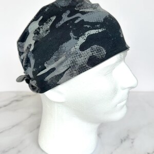Black Camouflage Scrub Cap |  Stretchy Scrub Hat, Nurse Doctor Hospital Gift, Hero Hat, Jersey Knit, Mens Surgical Euro