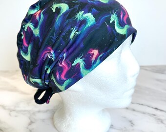 Dragon Scrub Cap | Fantasy Magic, Stretchy Scrub Hat, Nurse Doctor Gift, Jersey Knit, Mens and Womens Surgical Euro