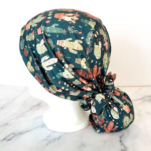 Christmas Cactus Scrub Cap | Winter Western Desert, Stretchy Hats, Hero Hat, Jersey Knit, Mens and Womens Surgical