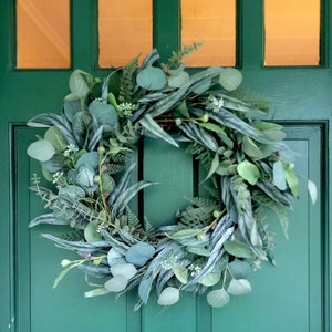 Mixed Eucalyptus Wreath for Front Door, Year Round Wreath, Greenery Wreath, Housewarming Wreath, Minimalist Décor
