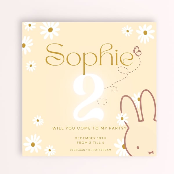 Editable Miffy Birthday Invitation