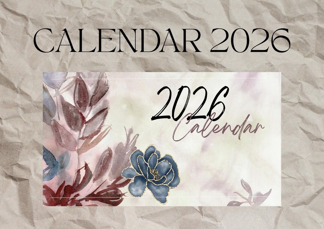 Kalender 2026 zum Ausdrucken | Minimalistischer Wandkalender