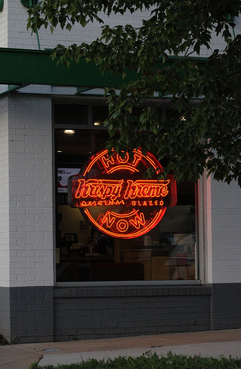 Vintage Krispy Kreme Neon Sign Art Print Etsy