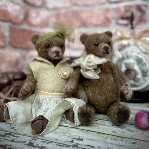 Vintage Teddy Bear, Felted Teddy Bear, Felt animals, Handmade Teddy, OOAK image 5