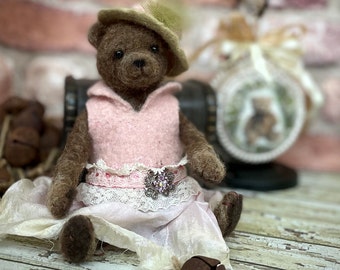 Vintage Teddy Bear, Felted Teddy Bear, Felt animals, Handmade Teddy, OOAK