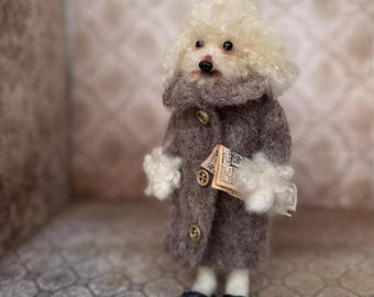 Felted Poodle Dog Figurine: Custom Pet Portrait, OOAK Art,