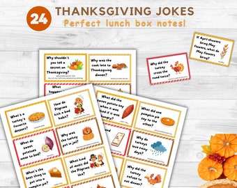 Thanksgiving Jokes for Kids- Thanksgiving Lunchbox Notes- Joke Card Printables