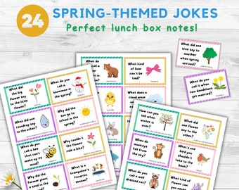 Spring Themed Jokes for Kids- Spring Lunchbox Notes- Joke Card Printables