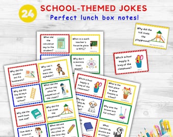Schoolgrappen voor kinderen- Back to School-lunchboxnotities- Joke Card Printables