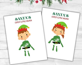 Elf Handprint Art, Christmas Handprint Craft, Baby Toddler Christmas Keepsake