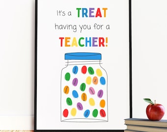 Fingerprint Teacher Appreciation Card from Students- End of Year Teacher Gift- Group Thank You from Class- Printable Template