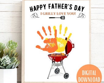 Father's Day Handprint Art Printable Template- Father's Day Gift from Kids- Father's Day Craft for Preschool, Toddler, Baby