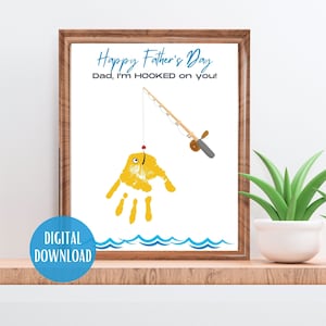 Plantilla imprimible de arte con huellas de manos para el Día del Padre: regalo para el Día del Padre de parte de los niños: manualidad para el Día del Padre para niños en edad preescolar, niños pequeños y bebés