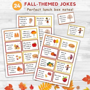 Blagues sur le thème de l'automne pour les enfants - Notes de boîte à lunch d'automne - Cartes imprimables de blagues d'automne