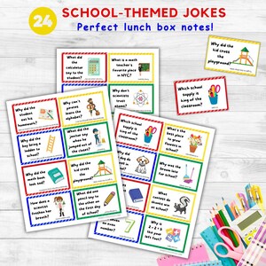 Blagues scolaires pour enfants - Notes de boîte à lunch pour la rentrée scolaire - Cartes à imprimer pour blagues