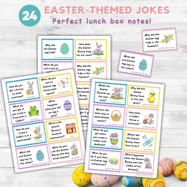 Easter Themed Jokes for Kids- Easter Lunchbox Notes- Joke Card Printables