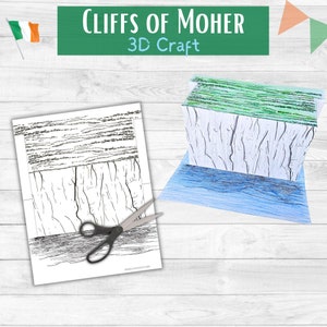 Cliffs of Moher 3D Handwerk - Irland Handwerk zum Ausdrucken - Rund um die Welt Handwerk für Kinder - Kulturelle Lerneinheit - Sofortiger Download