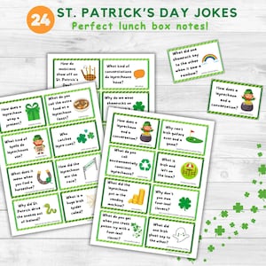 Blagues de la Saint-Patrick pour enfants - Notes de boîte à lunch de la Saint-Patrick - cartes à imprimer