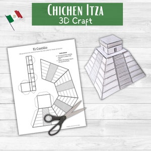 Chichen Itza 3D Craft stampabile - Messico per bambini - Unità di apprendimento in giro per il mondo - Attività culturale per la scuola domestica o in classe