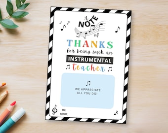 Music Teacher Gift Card Holder, Music Teacher Appreciation Card, Music Instructor Thank You Note, Piano Teacher Gift, Choir Band Teacher