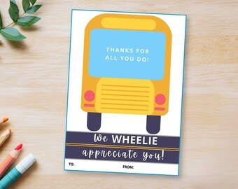 Bus Driver Gift Card Holder, School Bus Driver Thank You Card, Bus Driver Day Printable Thank You Card, Kids Staff Appreciation Note