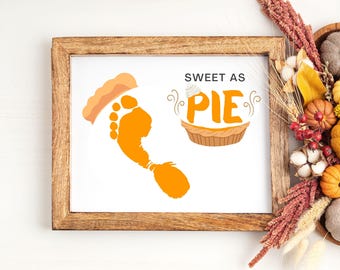 Thanksgiving Pie Footprint Craft, Fall Handprint Art, Autumn Preschool Craft, Baby Toddler Classroom Activity, DIY Kids Craft