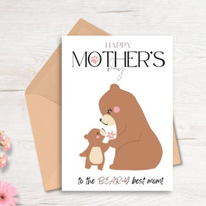 "Mama Bär Muttertag Karte, glückliche Muttertag Karte vom Kind, ""You're the Bear-y Best"" druckbare Karte, Last-Minute Geschenk, digitaler Download."