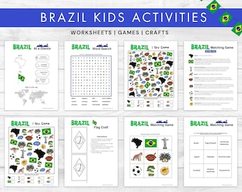 Brazil Activities for Kids, Printable Worksheets Games Crafts, Around the World Cultural Learning Unit, Brazilian Classroom Homeschool