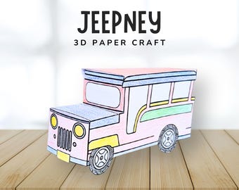 Jeepney 3D Craft, Philippines Craft for Kids, Around the World Learning, Philippine Paper Model, DIY Southeast Asia Cultural Activity