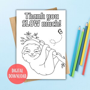Kolorowanka z podziękowaniami dla dzieci, Pokoloruj własną kartę, Dziękuję Ci, powolna, leniwa karta, Łatwa notatka z podziękowaniami, Podziękowania od dziecka, Do wydrukowania