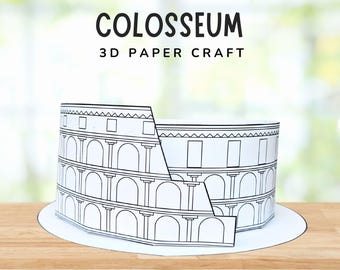 Colosseum 3D Craft, Italy Craft for Kids, Around the World Learning Unit, Cultural Activity, World Landmark Paper Model, DIY Rome Activity