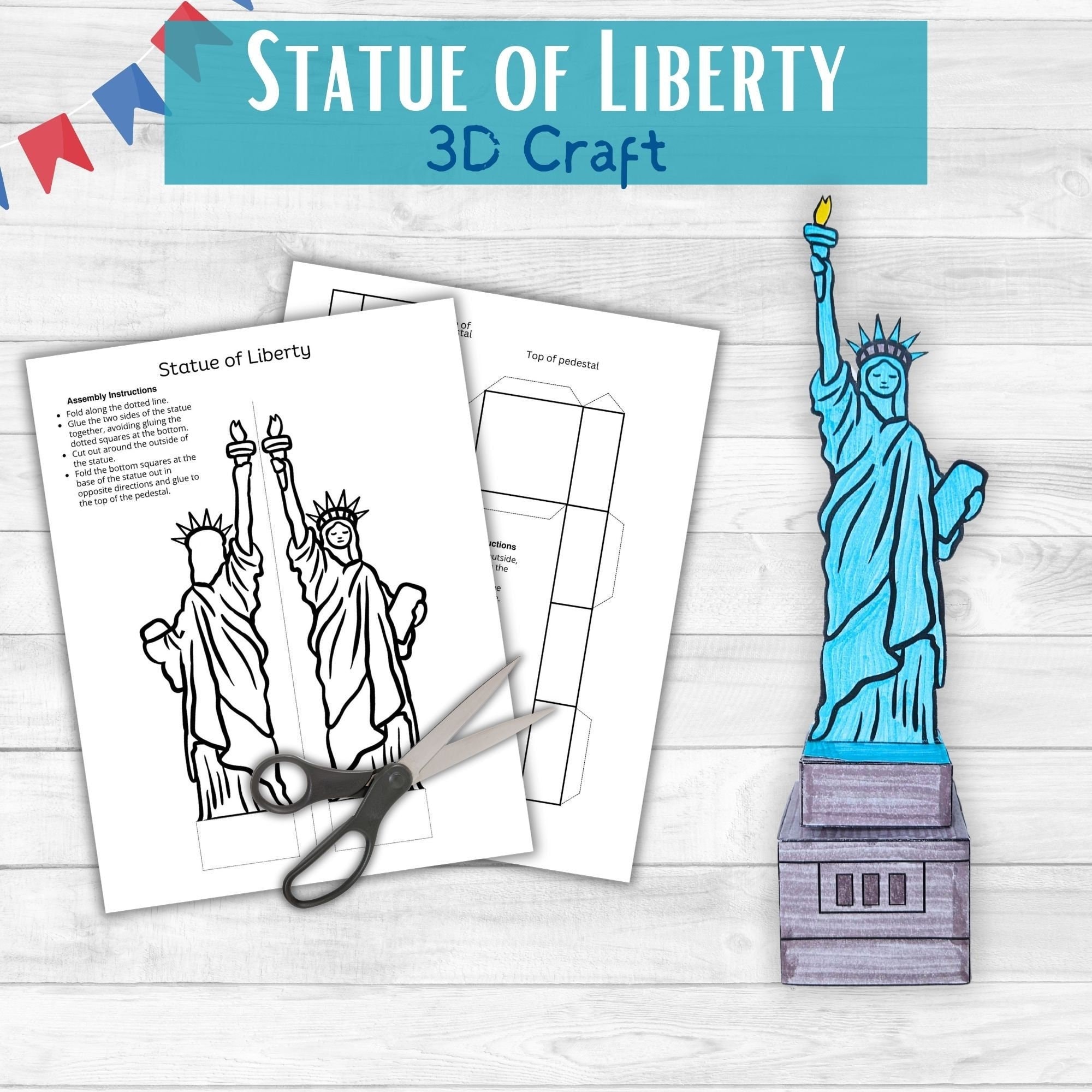 Statue of Liberty 3D Craft for Kids Printable Template USA Kids Statue of Liberty 3D Craft for Kids Printable Template USA Kids