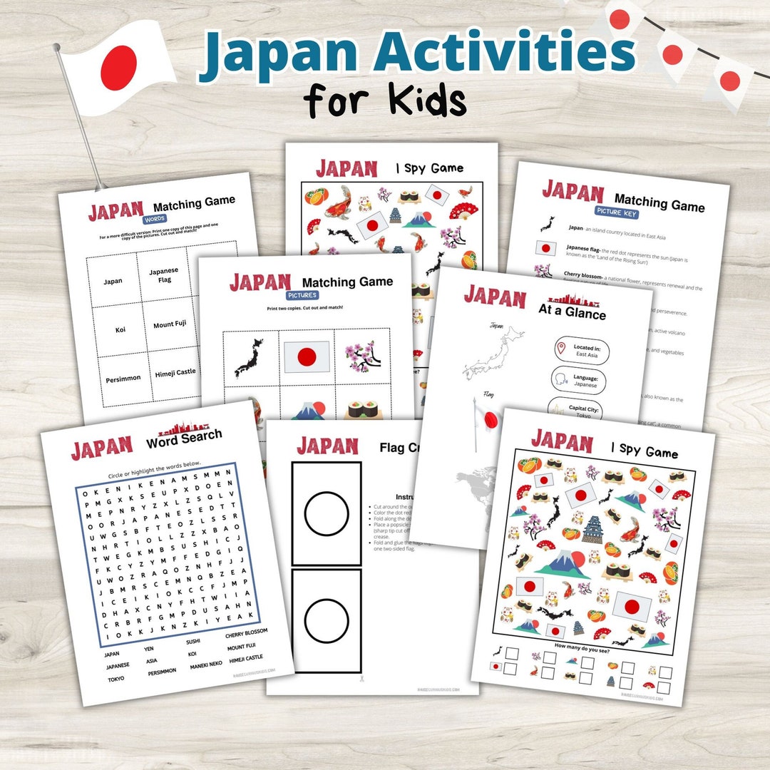 Japan Activity Printables for Kids Japan I Spy Game, Japan Matching ...