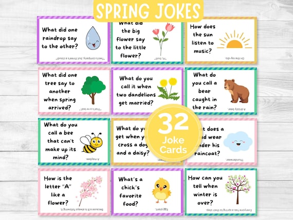 Printable Spring Jokes, Kids Lunchbox Jokes, Lunch Box Notes