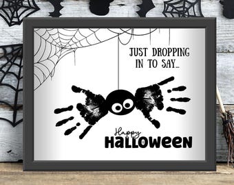 Halloween Spider Handprint Art, Handprint Craft, Halloween Keepsake, Printable Halloween Activity, Preschool Fall Craft, Baby Infant Toddler