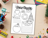 Letter to Santa Coloring Page, Christmas Wish List Printable, Kids Santa Letters, Dear Santa Christmas Activity, Santa Claus Wish List