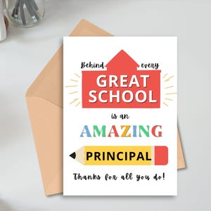 Waarderingskaart schoolhoofd, bedankkaart schoolhoofd 5 x 7 inch, einde schooljaar, afdrukbare bedankkaart, cadeau hoofd