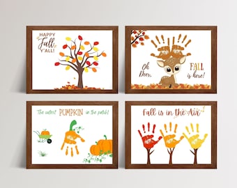 Fall Handprint Craft Bundle, Handprint Kids Art, Fall Keepsake, Fall Preschool Craft, Autumn Thanksgiving Printable, Baby Infant Toddler