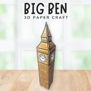 Big Ben 3D Craft- England London UK Crafts for Kids- Around the World Learning Unit- Cultural Activity Printable- Homeschool Classroom