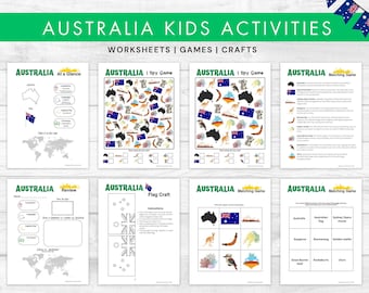 Australia Activities for Kids, Printable Worksheets Games Crafts, Around the World Cultural Learning Unit, Australian Classroom Homeschool