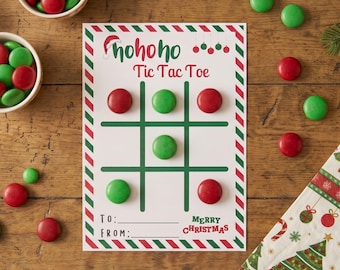 Printable Christmas Tic Tac Toe Game Board, Christmas Kids Activity, Holiday Printable Gift for Kids, DIY Stocking Stuffer, Classroom Game