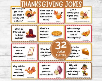 Printable Thanksgiving Jokes, Kids Lunchbox Jokes, Lunch Box Notes, Thanksgiving Joke Cards, Funny Jokes for Kids, Daily Lunch Box Cards