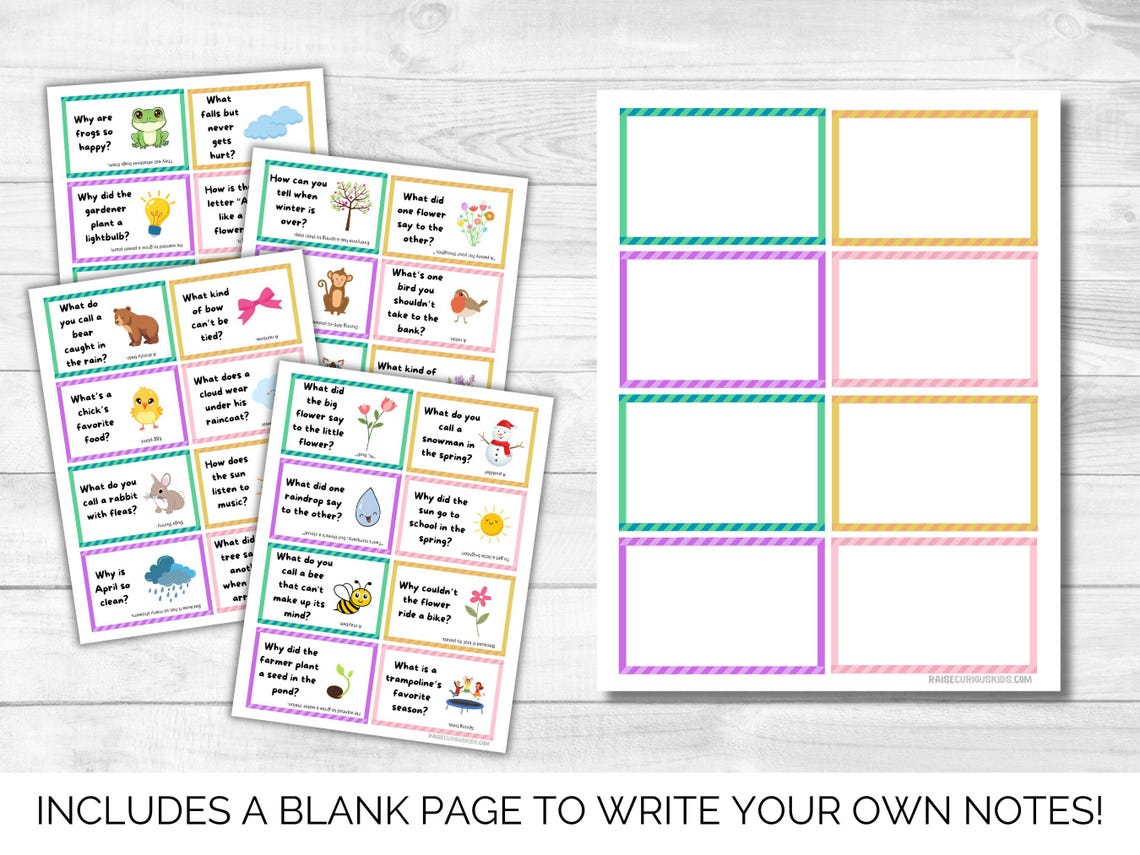 Printable Spring Jokes, Kids Lunchbox Jokes, Lunch Box Notes, Spring ...