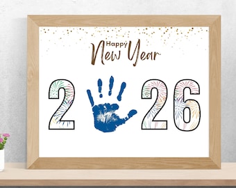 Happy New Year 2026 Handprint Craft, Handprint Art for Kids, Baby Toddler Keepsake, Printable New Year Craft