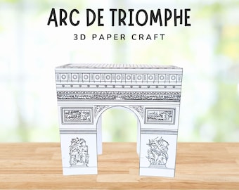 Arc de Triomphe 3D Craft, France Craft for Kids, Around the World Learning Unit, World Landmark Paper Model, DIY Paris Cultural Activity