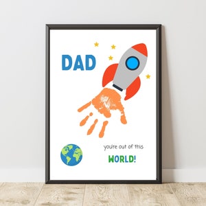Vatertag Handabdruck Kunst - Papa Du bist nicht von dieser Welt Weltraum Handabdruck Handwerk für Kinder - Papa Geburtstagsgeschenk - Vatertagsgeschenk von Kindern